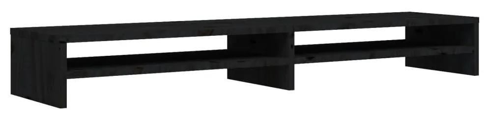 Stand pentru monitor, negru, 100x24x13 cm, lemn masiv de pin 1, Negru