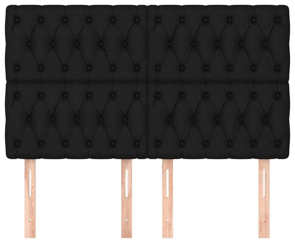 Tablii de pat, 4 buc, negru, 80x7x78 88 cm, textil 4, Negru, 160 x 7 x 118 128 cm
