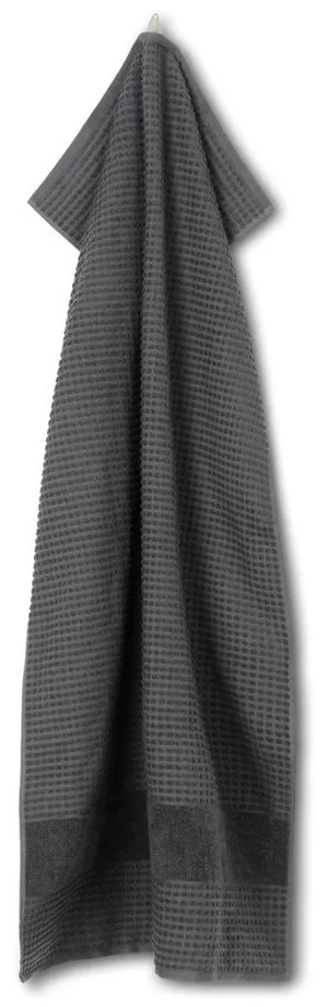 Prosop gri închis din bumbac organic din frotir 70x140 cm Check – JUNA