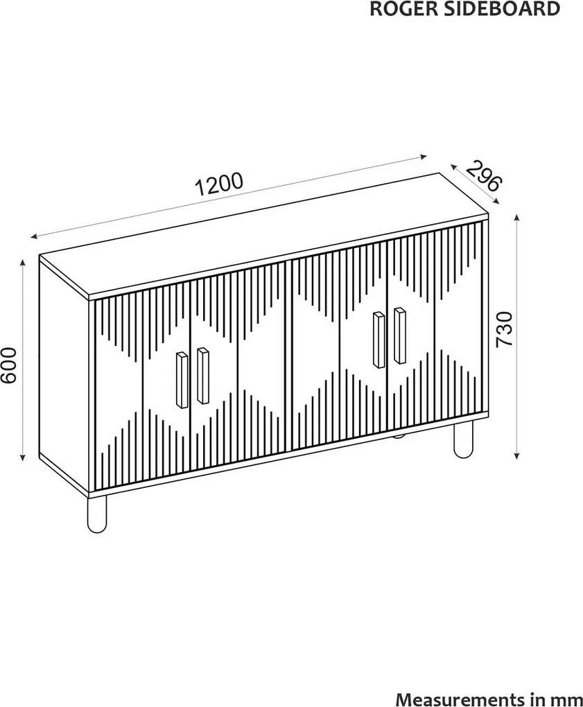 Consola, Hanah Home, Roger, 120x73.6x29.6 cm, Stejar Safir