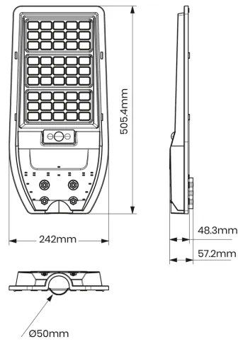 Lampă stradală solară LED VIA 100W/10000 mAh 3,2V 6000K IP54 + telecomandă