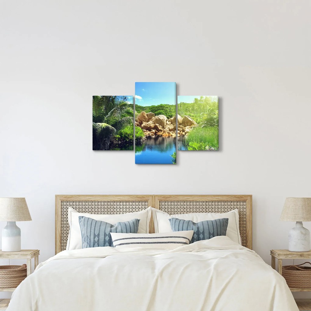 Tablou cu lac în jungla din Seychelles (90x60 cm)