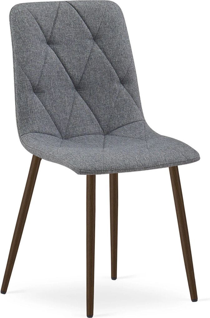 Scaun Bucatarie/Dining Fido Picioare Finisaj Lemn Culoare Nuc, Textil Gri