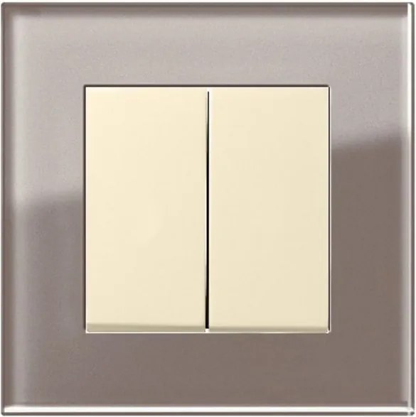 Întrerupător dublu GIRA Esprit crem lucios cu ramă simplă sticlă umbră
