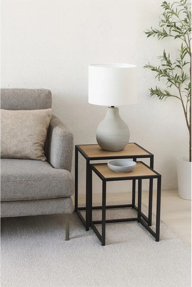 Măsuțe auxiliare 2 buc. cu aspect de lemn de stejar 38x38 cm Noah – Bonami Essentials