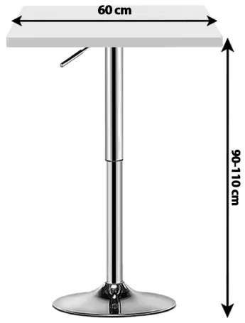 Masa de bar 2HOME Patrata, Alb, picior reglabil 90-110cm