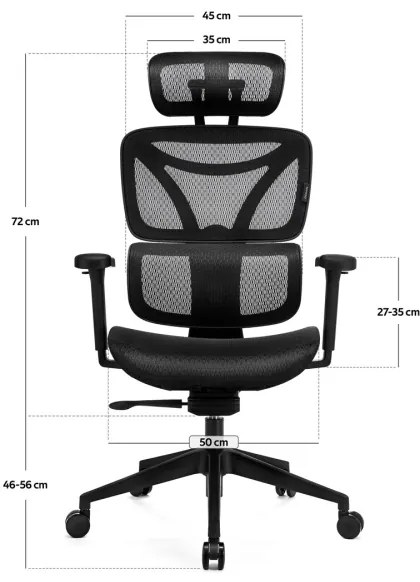 Scaun ergonomic de birou LEVANO negru