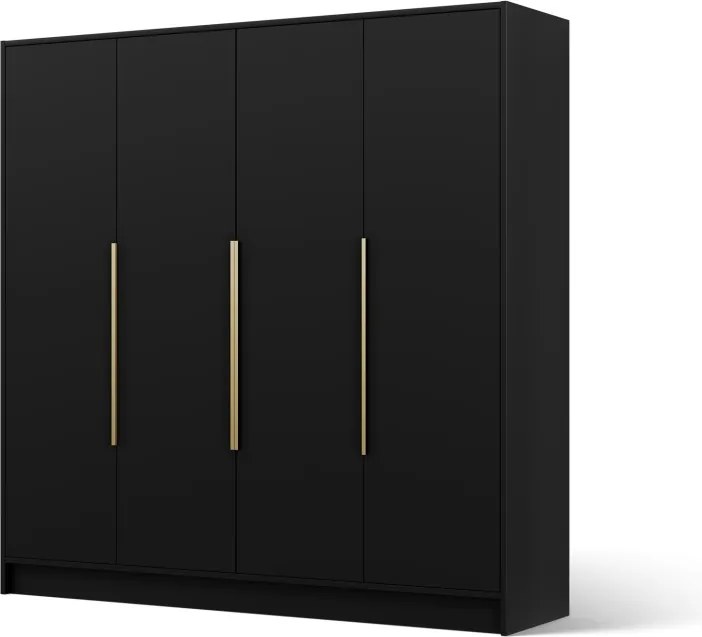 Dulap Palladio cu uși batante – 4 uși – 200x51x200 cm – Negru – Varianta 2