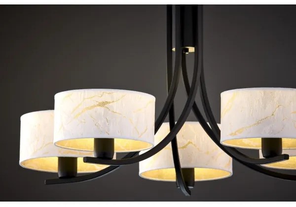 Jupiter 2104 - Lustră pe lanț ARTHUR 5xE27/15W/230V alb/negru/decor marmură