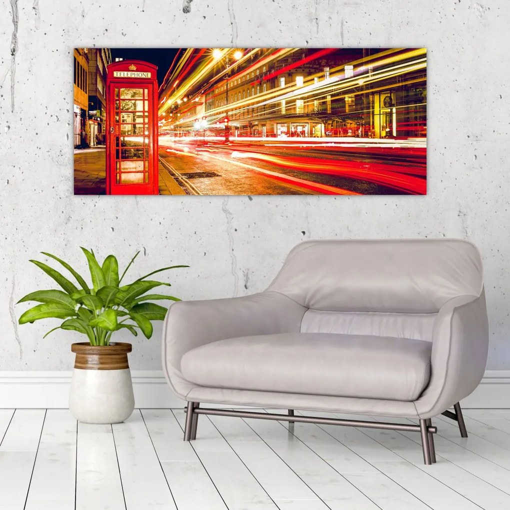 Tablou - căsuța telefonică roșie (120x50 cm)