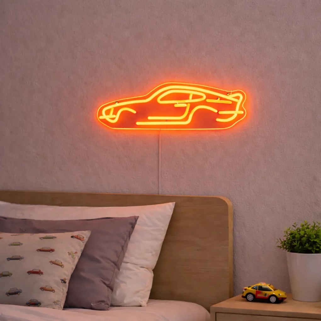Lampă de perete neon portocalie cu LED - Mașină