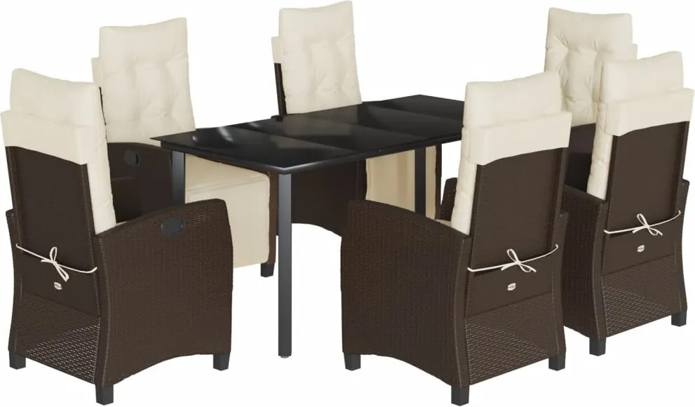 vidaXL Set mobilier de grădină cu perne, 7 piese, maro, poliratan