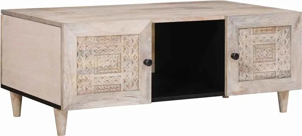 vidaXL Masă de cafea cu raft Bej 100 x 54 x 40 cm Lemn masiv de acacia