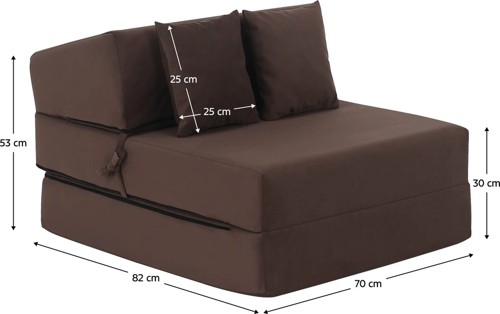 Saltea pliabilă/fotoliu extensibil, 2 in 1, maro Taupe, PELOS
