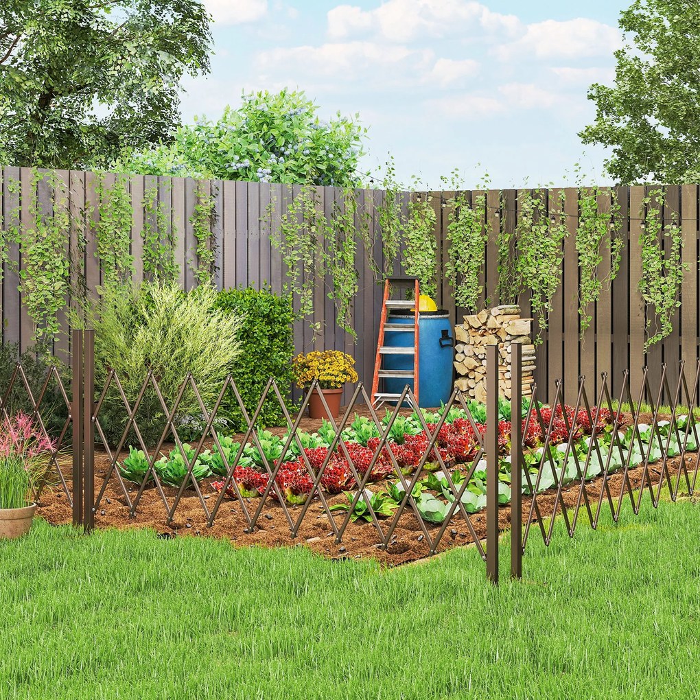 Outsunny Trellis Extensibil Freestanding Gard Mobil Pliabil, Panou Ecran Grădină Aluminiu, 300cm x 103.5 cm, Cafea Închis | Aosom Romania