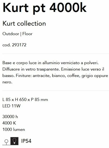 Stalp LED iluminat exterior, IP54 Kurt pt 4000k negru