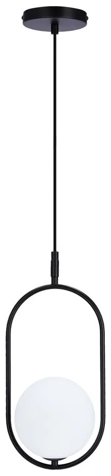 Lustră neagră cu abajur din sticlă 18.5x15 cm Cordel – Candellux Lighting