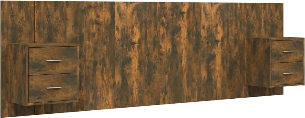 vidaXL Tăblie de pat cu dulapuri, stejar fumuriu, lemn prelucrat