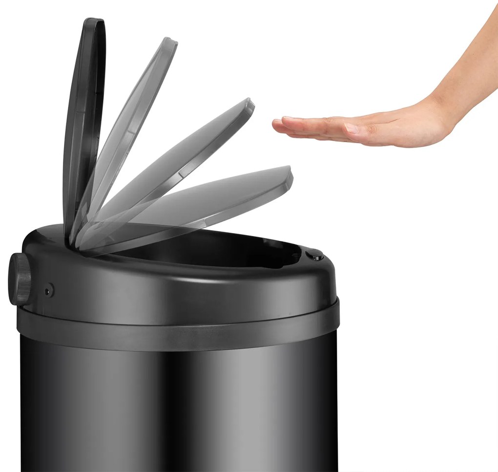 Coș de gunoi rotund cu senzor - 40 L - negru