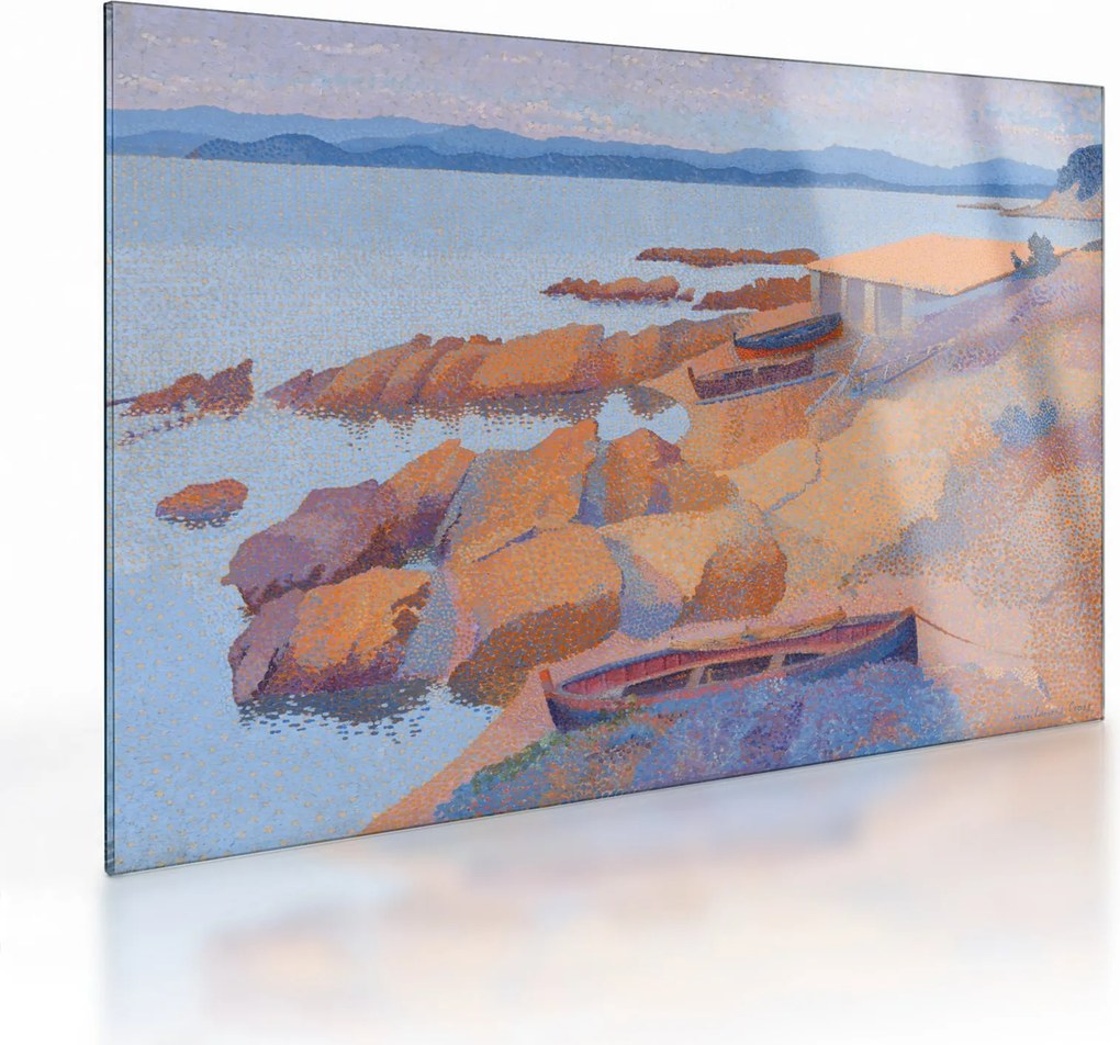 Tablou pe sticlă - Henri Edmond Cross, Calanque des Antibois, reproducere (70x50 cm)