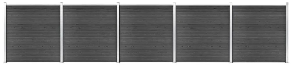 vidaXL Set de panouri de gard ,WPC , 872x186 cm, negru