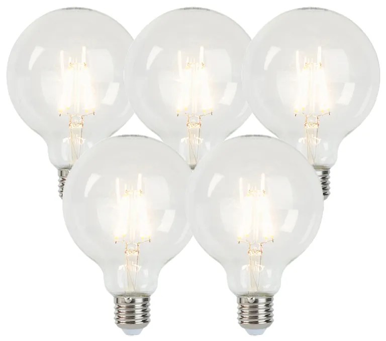 Set de 5 becuri LED cu dimmer E27 G95 5W 470lm 2700K