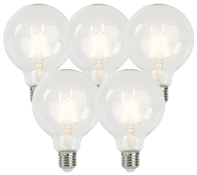 Set de 5 becuri LED cu dimmer E27 G95 5W 470lm 2700K