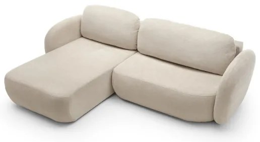 Canapea colțar extensibilă OLBIA, în formă de L, stânga, bej, cu spațiu de depozitare