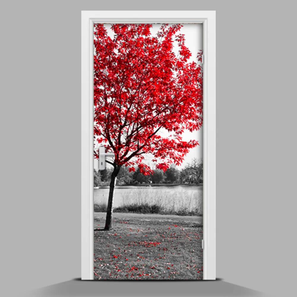 Autocolant pentru uși Copac roșu