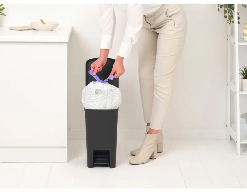 Coș cu pedală Brabantia StepUp 1008479, 16 L, Materiale ecologice, Deschidere mare, Gri închis