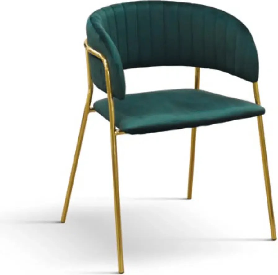 Set 2 scaune Milano, structura metalica aurie, catifea - STANDARD - AURIU - VERDE INCHIS - CATIFEA