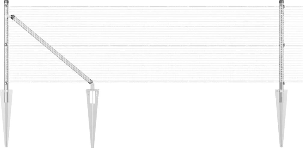 vidaXL Stâlp de gard. Argintiu 100 x 0,5 m (plasă 12 x 12 mm) Oțel