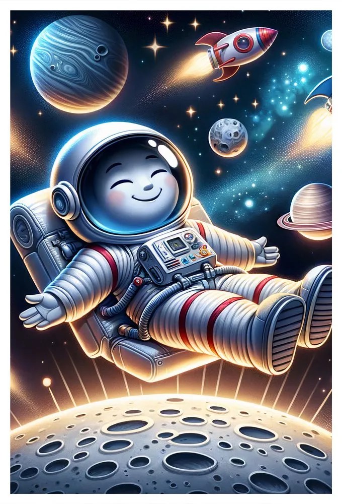 Tablou astronaut fericit în spațiu