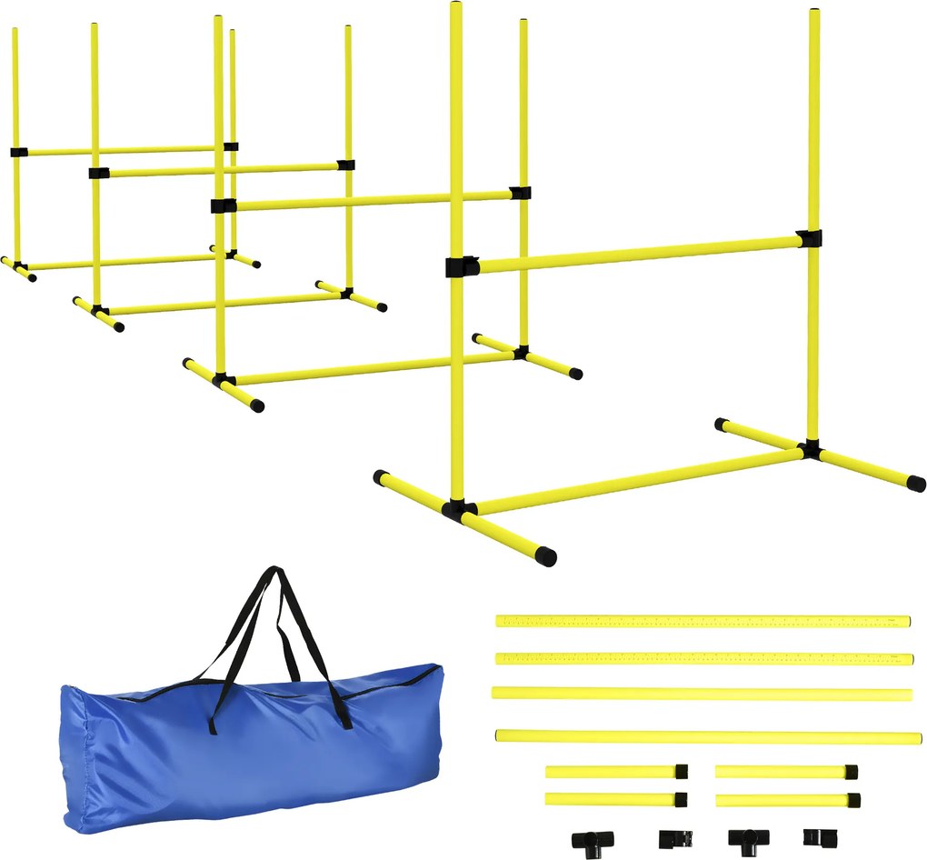 PawHut set din 4 obstacole pentru caini reglabile pe inaltime, 99x71x95, albastru | Aosom Romania