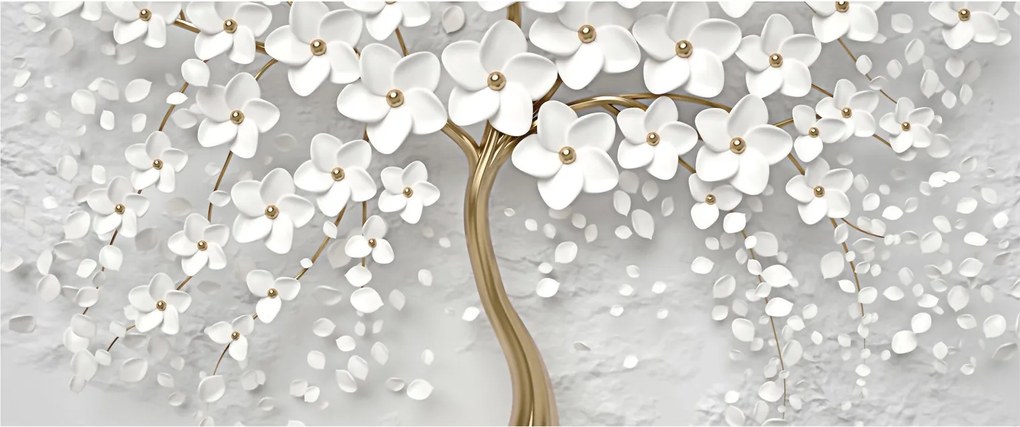Tablou cu copac alb cu flori (120x50 cm)