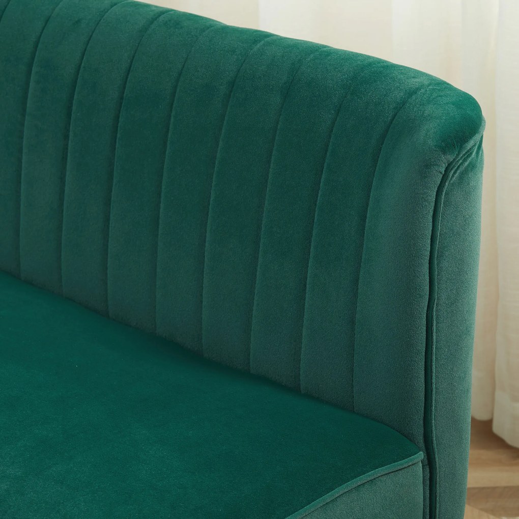 HOMCOM Canapea design retro 2 locuri, picioare din lemn, 117 cm x 56,5 cm x 77 cm, Verde închis | Aosom Romania