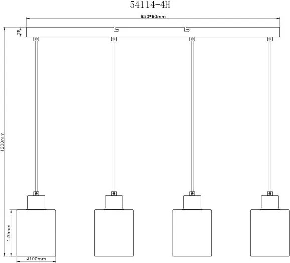 Lustra cu 4 pendule din sticla TRENT