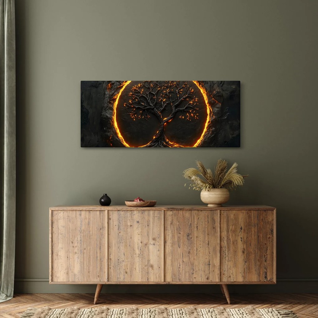 Tablou – Arborele vieții în lavă II. (120x50 cm)