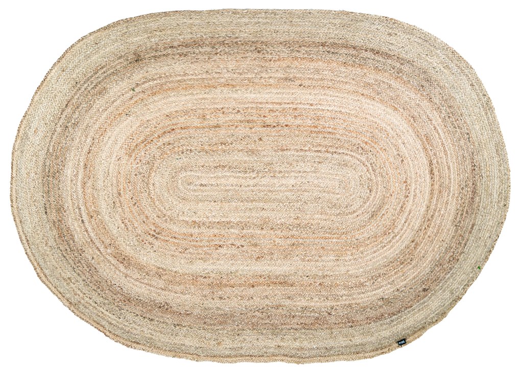 Covor oval din iuta 200x300 cm natural