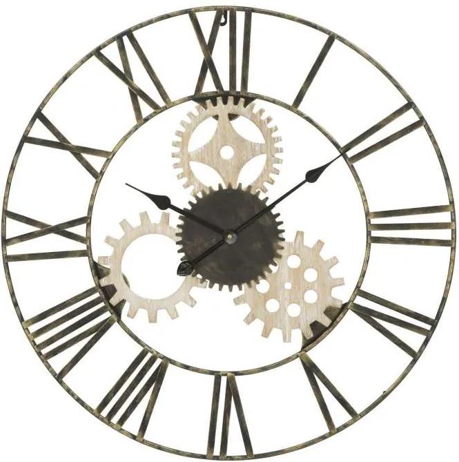 Ceas decorativ Bette, 70x70x4.5 cm, metal/ mdf, negru/ maro