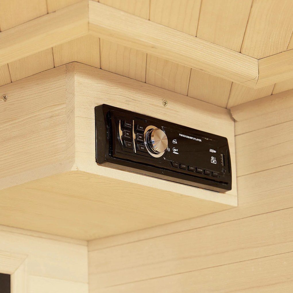 Infračervená sauna/tepelná kabína Nyborg S120V s plným spektrom, panelovým radiátorom a drevom Hemlock