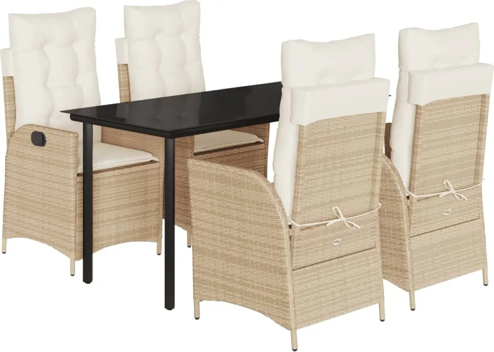 vidaXL Set mobilier de grădină cu perne, 5 piese, bej, poliratan
