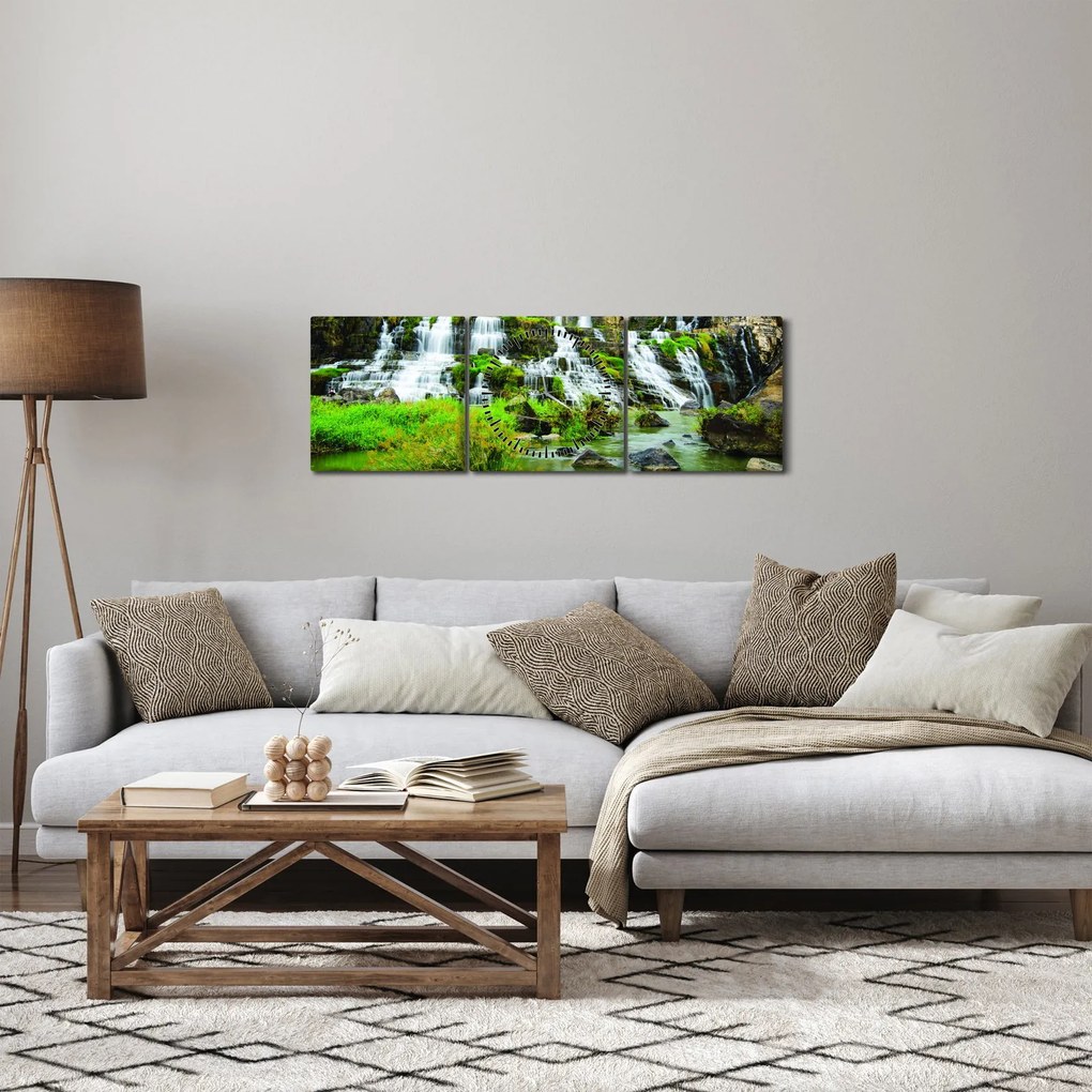 Tablou - cascade (cu ceas) (90x30 cm)