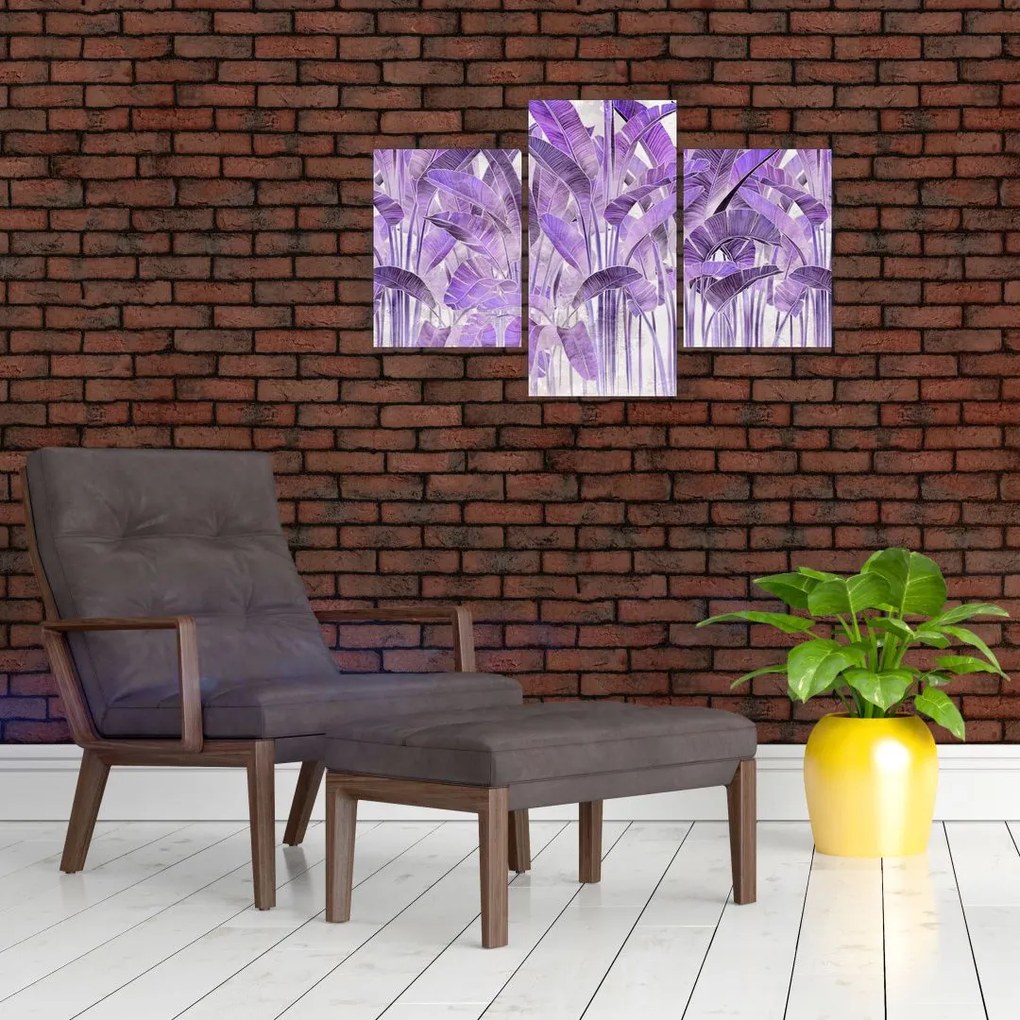 Tablou - Frunze violet în tencuială (90x60 cm)