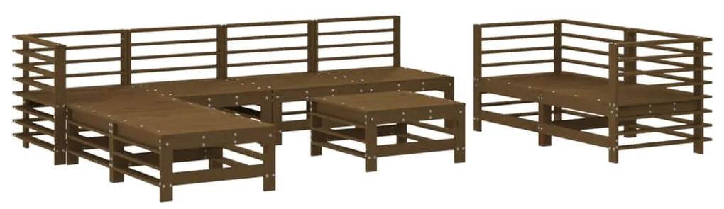 3186301 vidaXL Set mobilier de grădină, 9 piese, maro miere lemn masiv pin