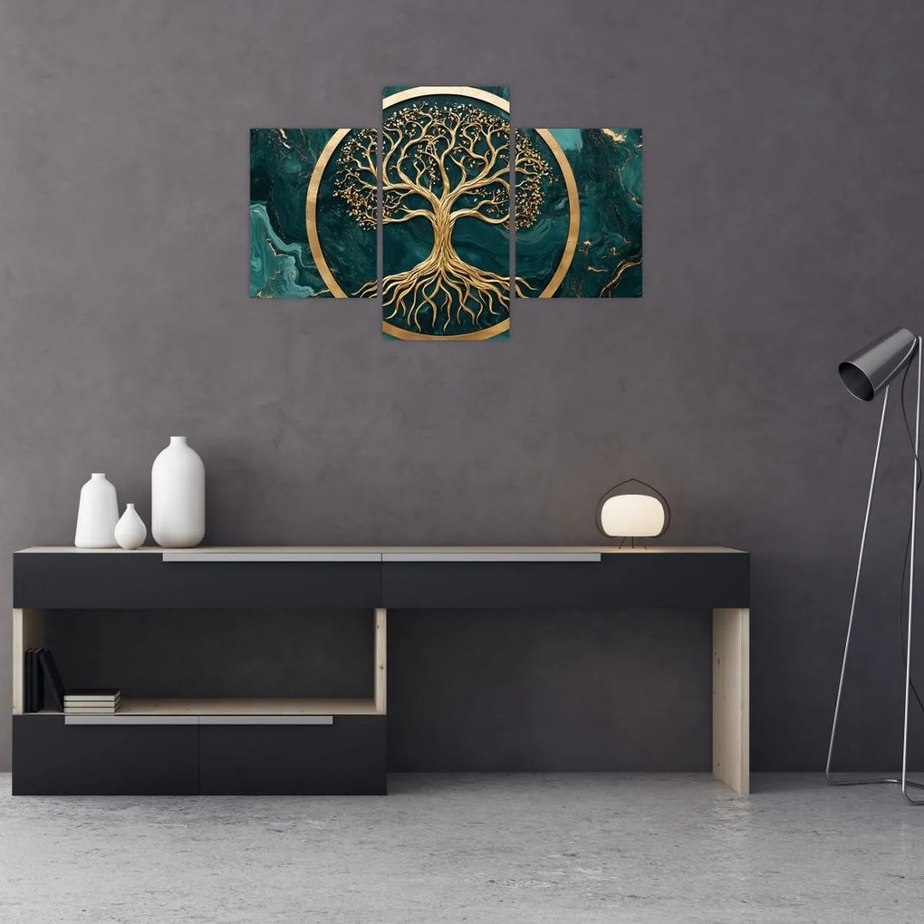 Tablou – Arborele vieții auriu în marmură (90x60 cm)