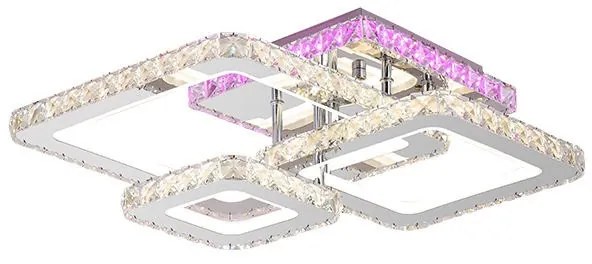 Lustra LED Cu Telecomanda, Elit's, Cristal, 3 Patrate, Alb, 80W RGB