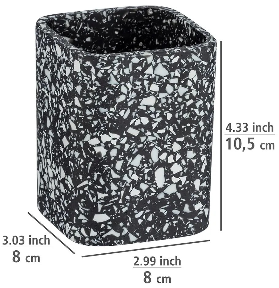 Recipient pentru periuțe de dinți Wenko Terrazzo, negru