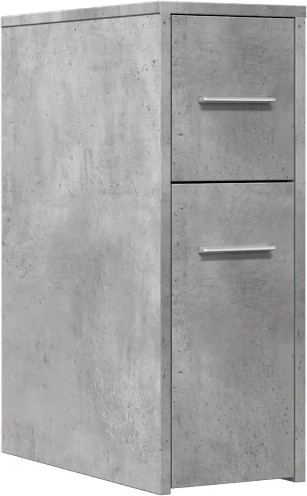 vidaXL Dulap de baie îngust cu roți, gri beton, lemn prelucrat