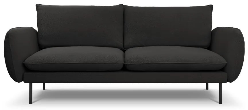 Canapea tapitata Vienna 3 locuri plusat/picioare negre – L200 x l92 x h95